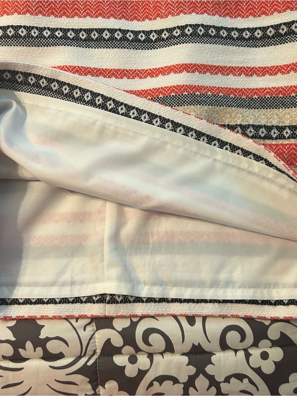LOFT Striped Pencil Mini Skirt Orange, Black & White Size 4 Lined 100% Cotton - Picture 4 of 6